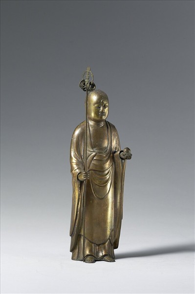 日本 室町時代 銅鎏金 地藏菩薩立像