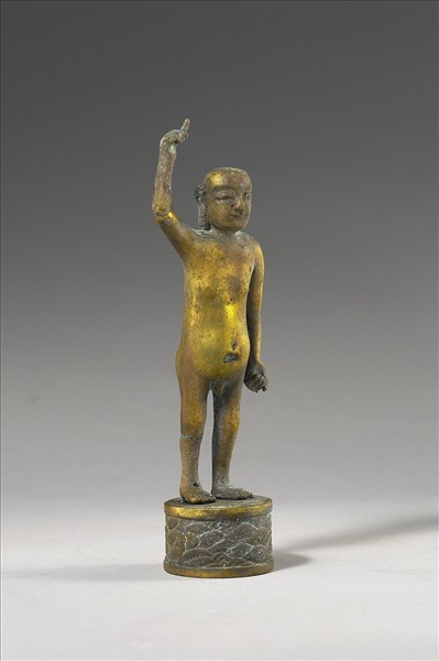 日本 江戶時代 銅鎏金 誕生佛立像