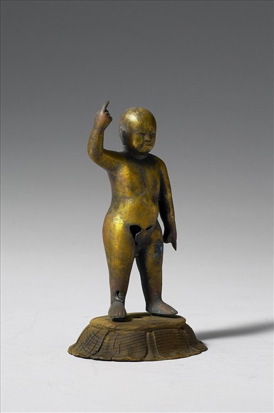 日本 江戶時代 銅鎏金 誕生佛立像