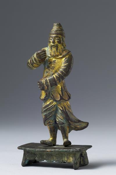 銅鎏金胡人立像