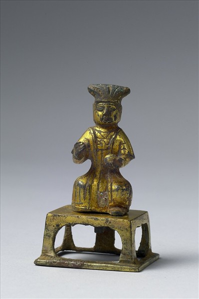 銅鎏金道教人物像