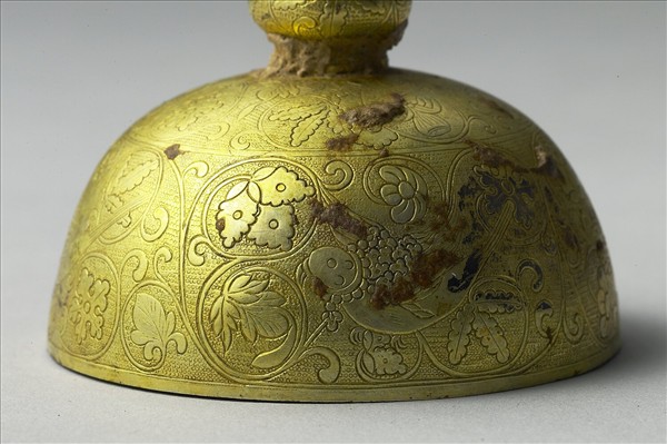 銅鎏金獸首長柄香爐