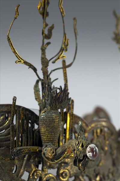 銅鎏金鳳凰式付冠