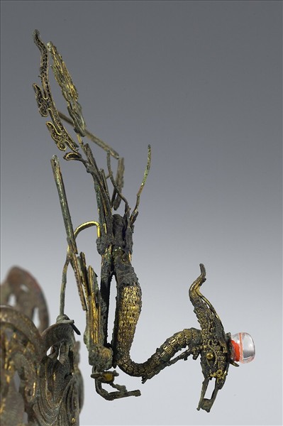 銅鎏金鳳凰式付冠