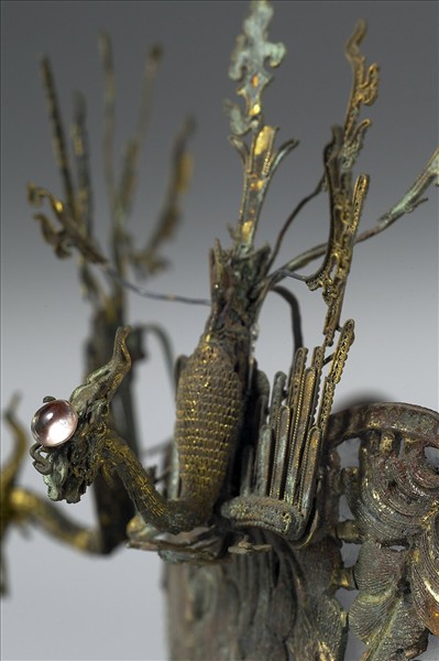 銅鎏金鳳凰式付冠