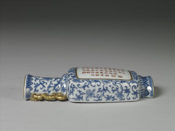 青花錦上添花詩意轎瓶