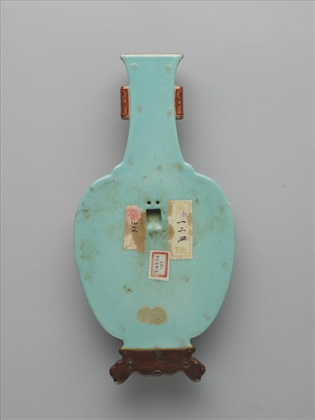 粉彩綠地錦上添花詩意轎瓶