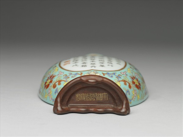 粉彩綠地錦上添花詩意轎瓶