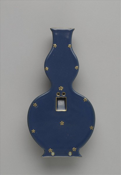 霽青釉描金花卉紋御製詩轎瓶