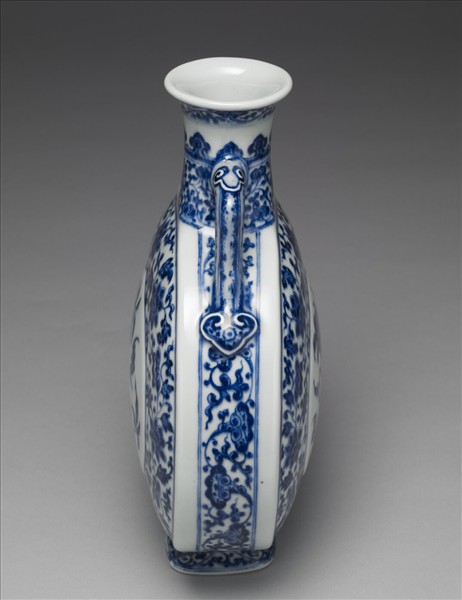 青花福壽紋雙耳扁壺