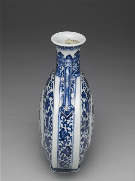 青花福壽紋雙耳扁壺