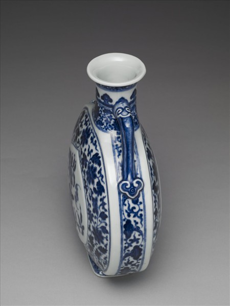 青花福壽紋雙耳扁壺