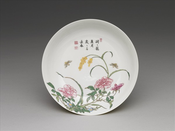 琺瑯彩月季紋盤