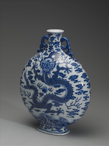 青花雲龍紋扁壺