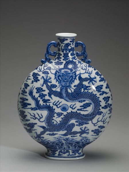 青花雲龍紋扁壺