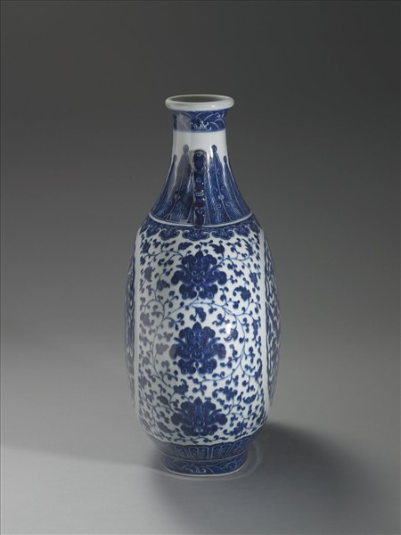 青花雲龍紋雙耳扁壺