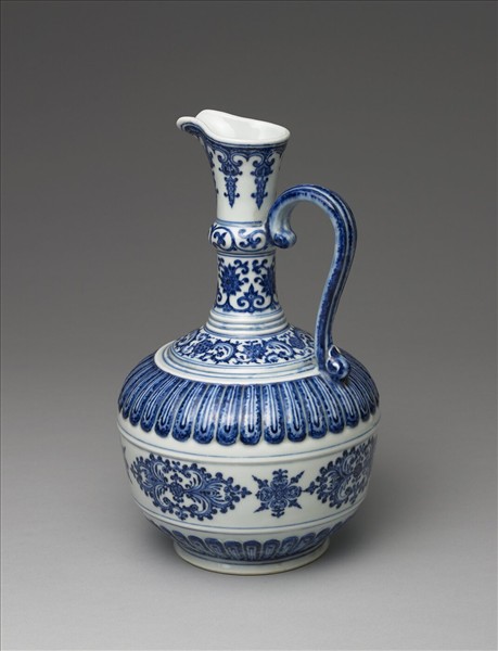 青花菊瓣紋花澆