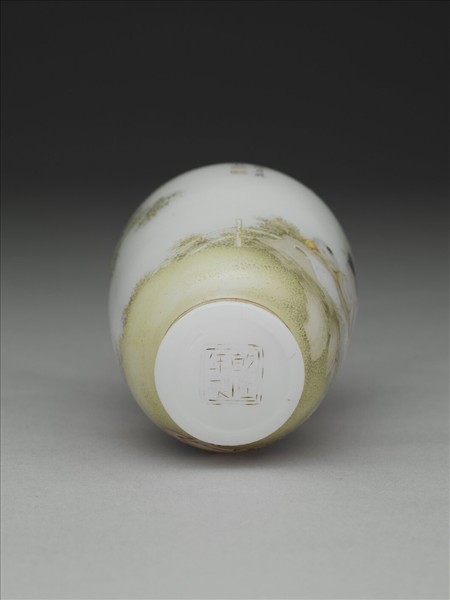 玻璃胎畫琺瑯秋郊課子瓶