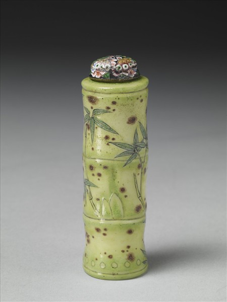 玻璃胎畫琺瑯竹節式鼻煙壺