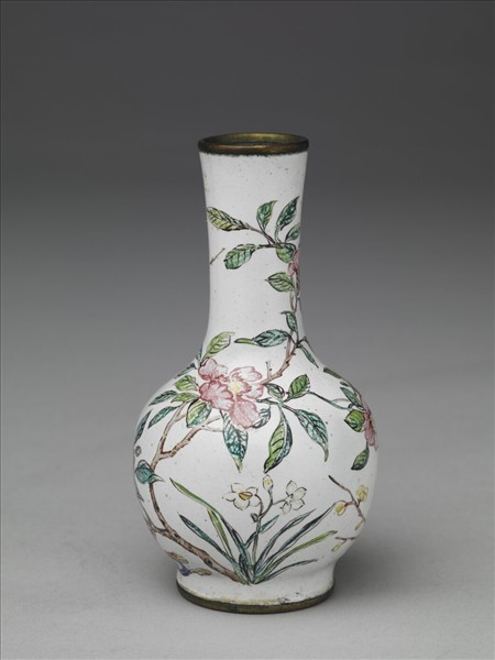 銅胎畫琺瑯歲朝圖瓶