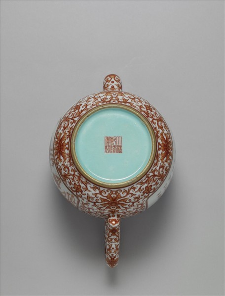 描紅荷露烹茶詩茶壺