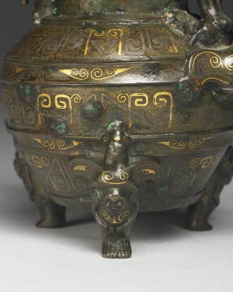 嵌金銀天雞首提梁盉