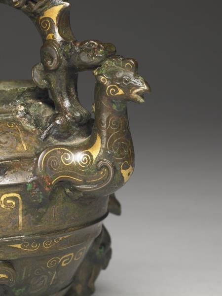 嵌金銀天雞首提梁盉