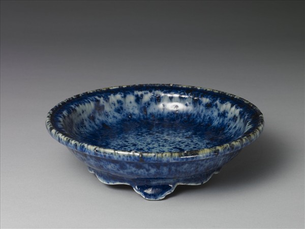 灑藍釉盆托
