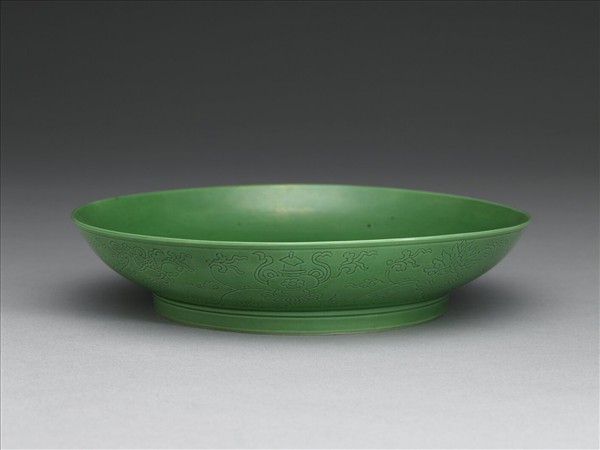 綠釉八寶紋盤