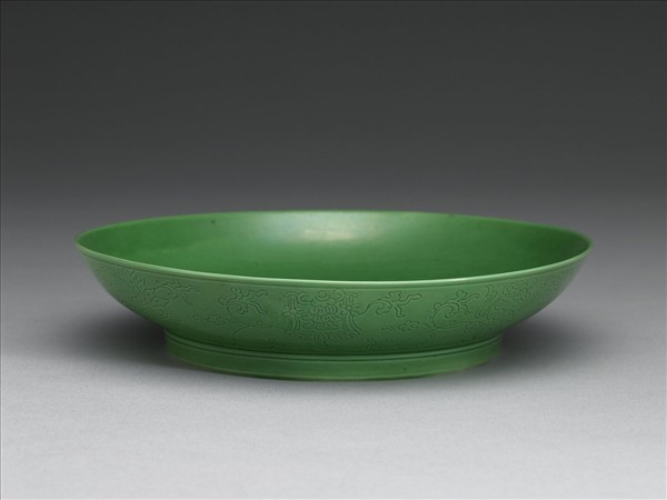 綠釉八寶紋盤