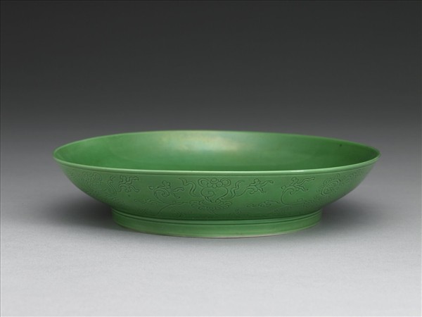 綠釉八寶紋盤