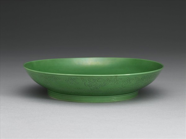 綠釉八寶紋盤