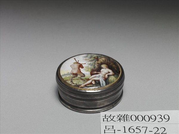 銀胎嵌畫琺瑯圓盒