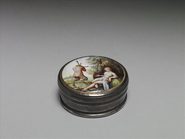 銀胎嵌畫琺瑯圓盒