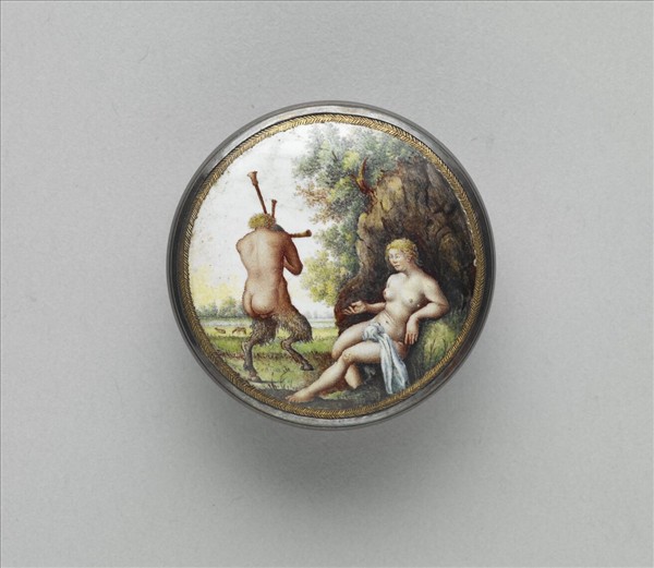 銀胎嵌畫琺瑯圓盒