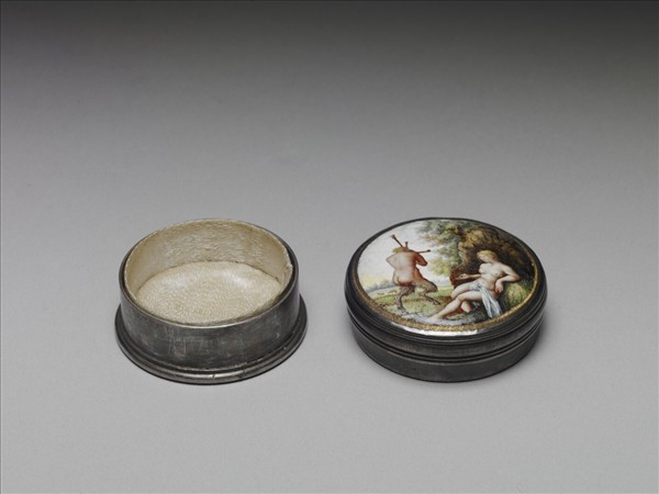 銀胎嵌畫琺瑯圓盒