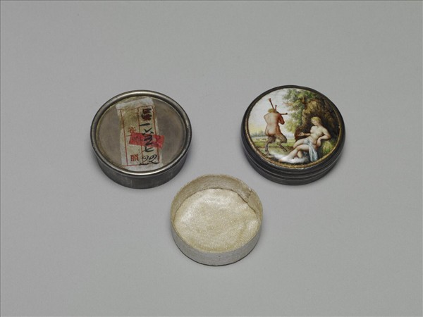 銀胎嵌畫琺瑯圓盒