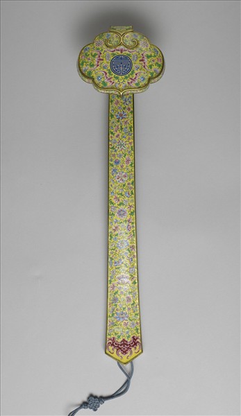 銅胎畫琺瑯福壽如意