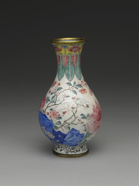 銅胎畫琺瑯玉堂富貴瓶