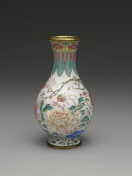 銅胎畫琺瑯玉堂富貴瓶