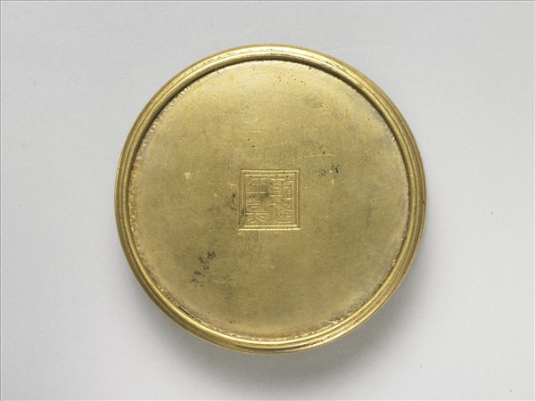 銅胎畫琺瑯西洋母子圖圓盒