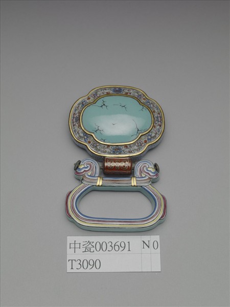 清 粉彩松石色描金帶板