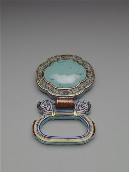 清 粉彩松石色描金帶板