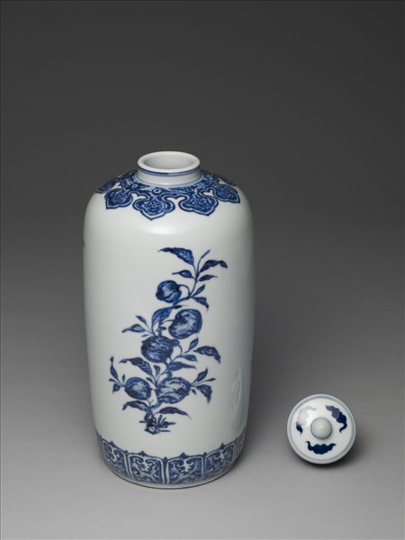 青花折枝花果紋蓋罐