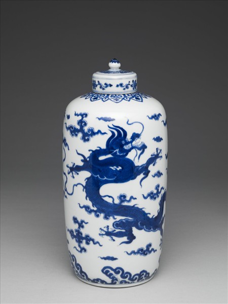青花夔龍紋蓋罐