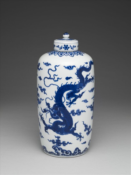 青花夔龍紋蓋罐