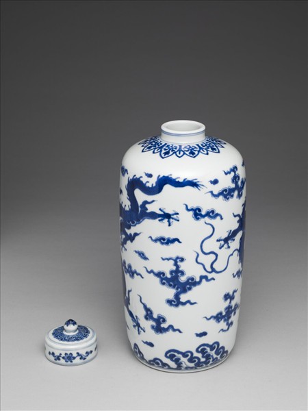 青花夔龍紋蓋罐