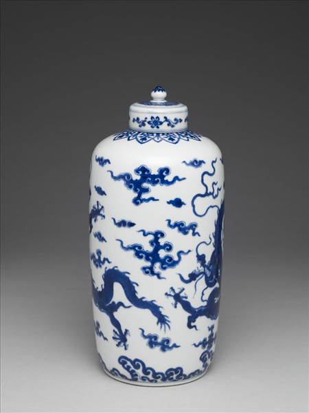 青花夔龍紋蓋罐