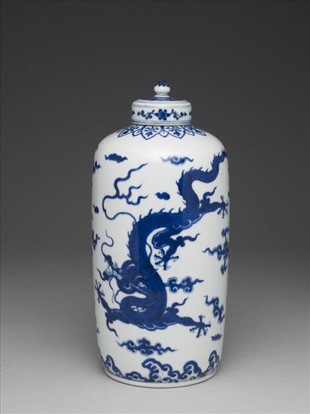 青花夔龍紋蓋罐