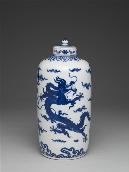 青花夔龍紋蓋罐